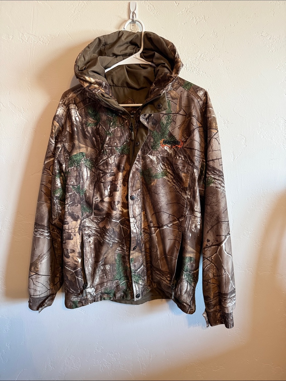 Realtree Brown and Green Camo Hooded Field Jacket